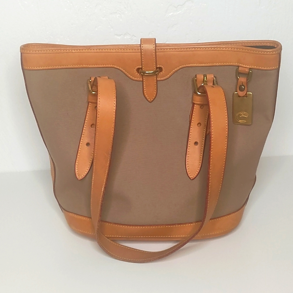 Dooney & Bourke vintage Florentine canvas leather bucket tote shoulder bag